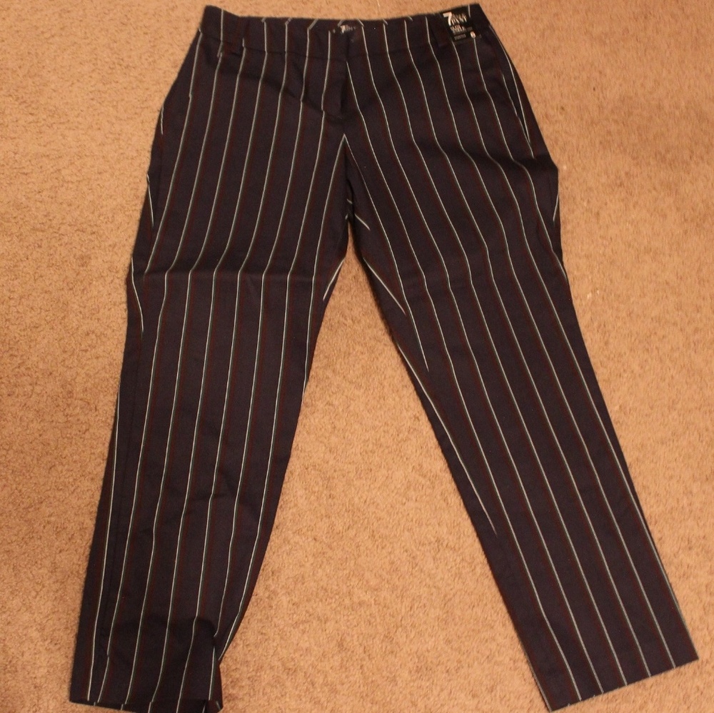 Work Slim Ankle Pants with Stripes